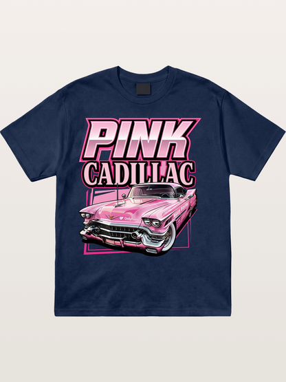 Pink Cadillac Classic Car Art Print Cotton T-shirt