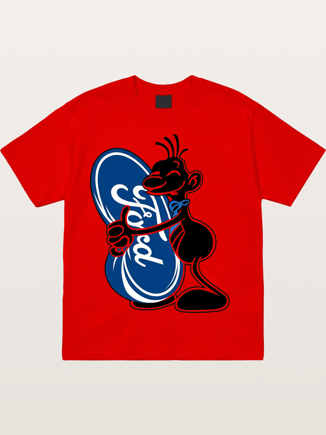 Cartoon Hugging Ford Logo Cotton T-shirt