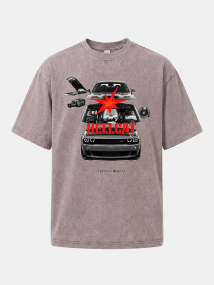 Engine Explode Hellcat Artwork Washed T-shirt