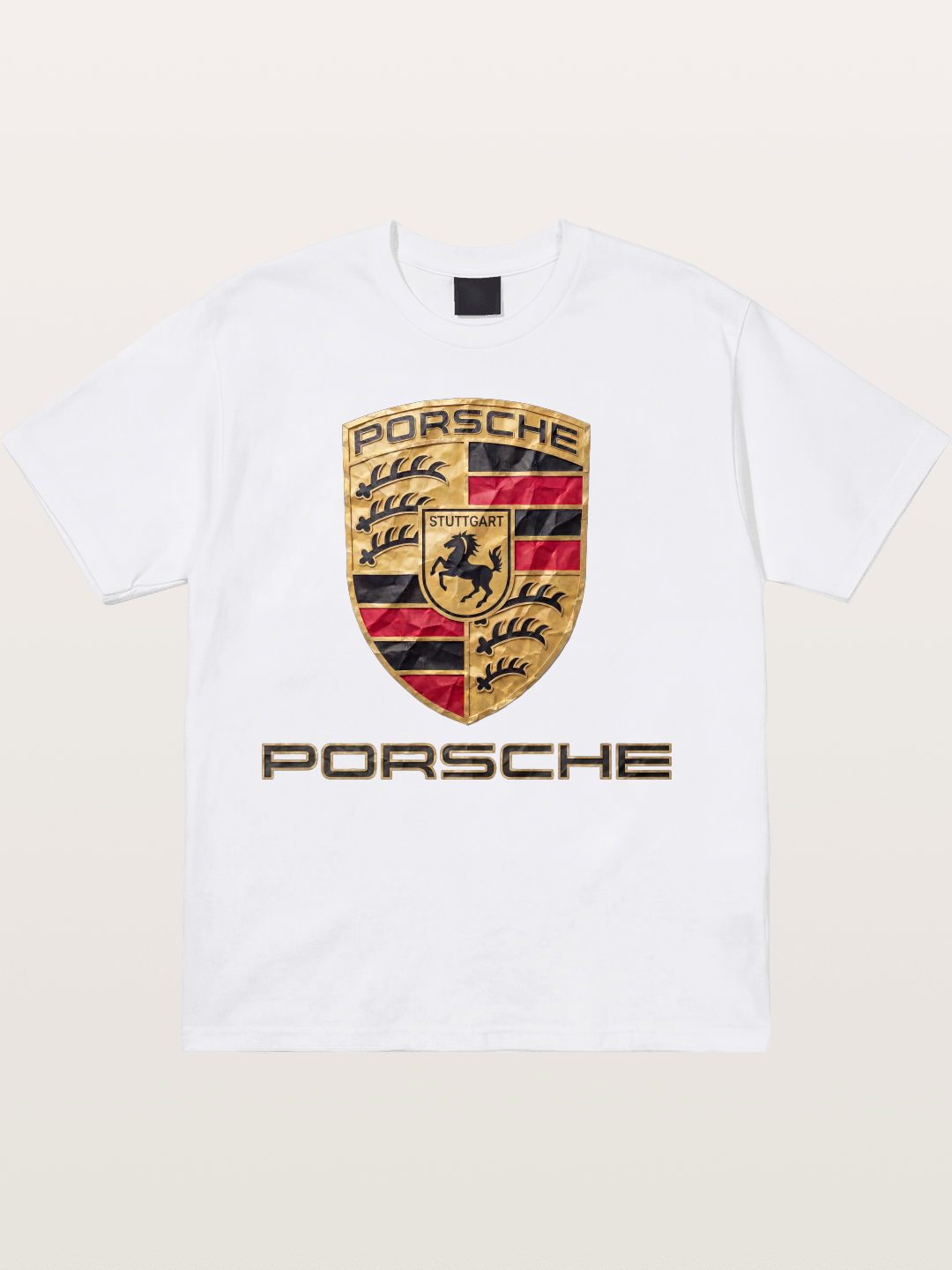 Porsche Crumpled Paper Logo Cotton T-shirt