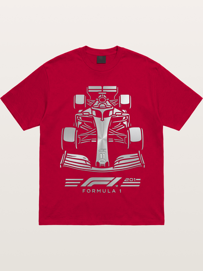 Silver F1 Car Line Art Print Gildan T-shirt
