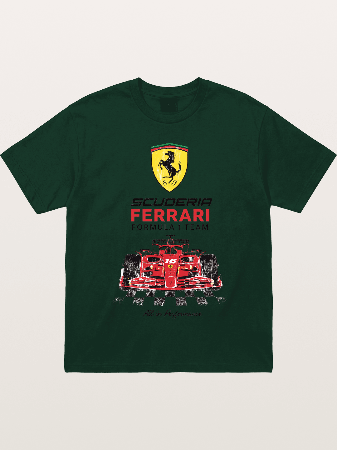 Ferrari F1 Team Racing Poster Gildan T-shirt