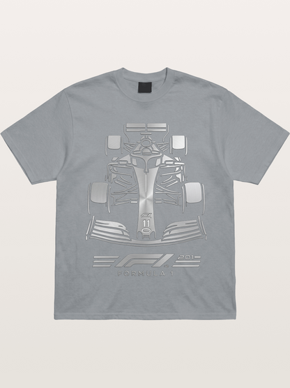Silver F1 Car Line Art Print Gildan T-shirt