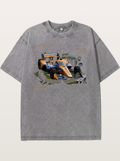 Orange IndyCar Route66 Art Washed T-shirt