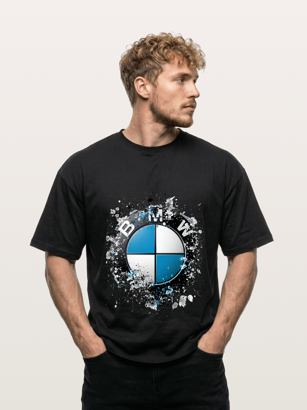 BMW Splash Paint Round Logo Gildan T-shirt