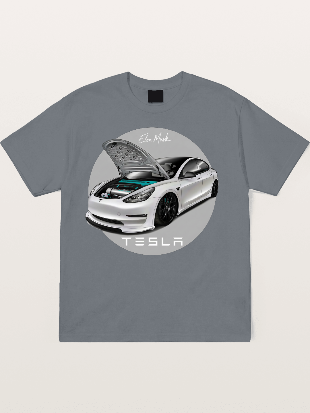 Tesla Model 3 Elon Musk Art Cotton T-shirt