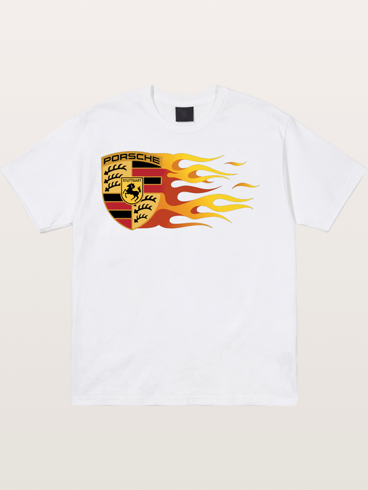 Porsche Crest With Flame Accents Cotton T-shirt