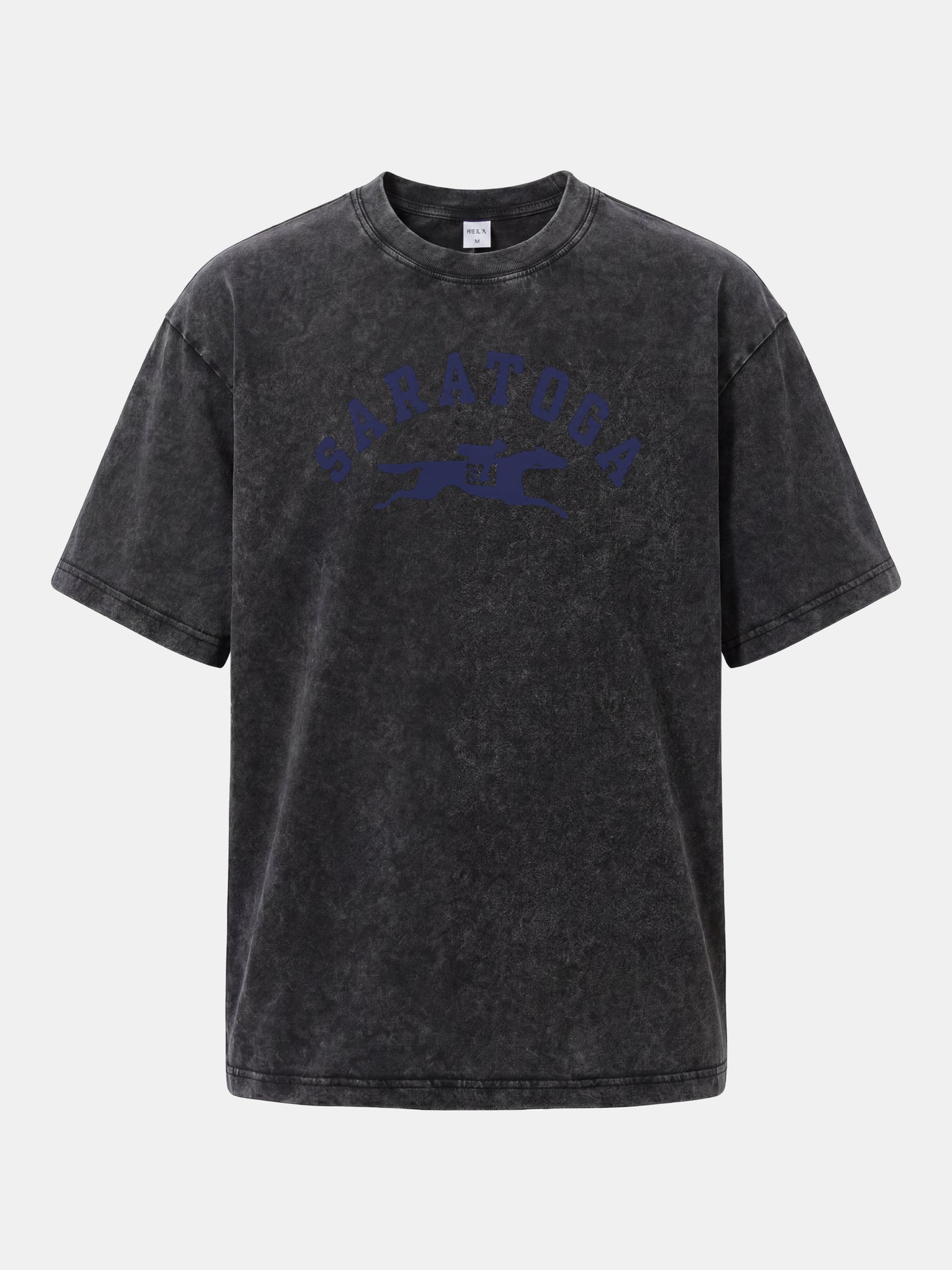 Saratoga Navy Horse Racing Mark Washed T-shirt