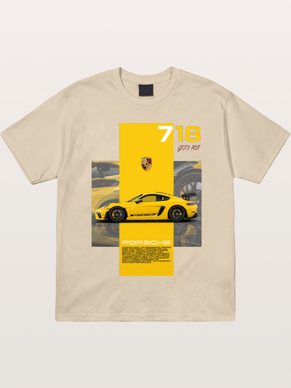 Porsche 718 GT4 RS Yellow Sports Car Gildan T-shirt