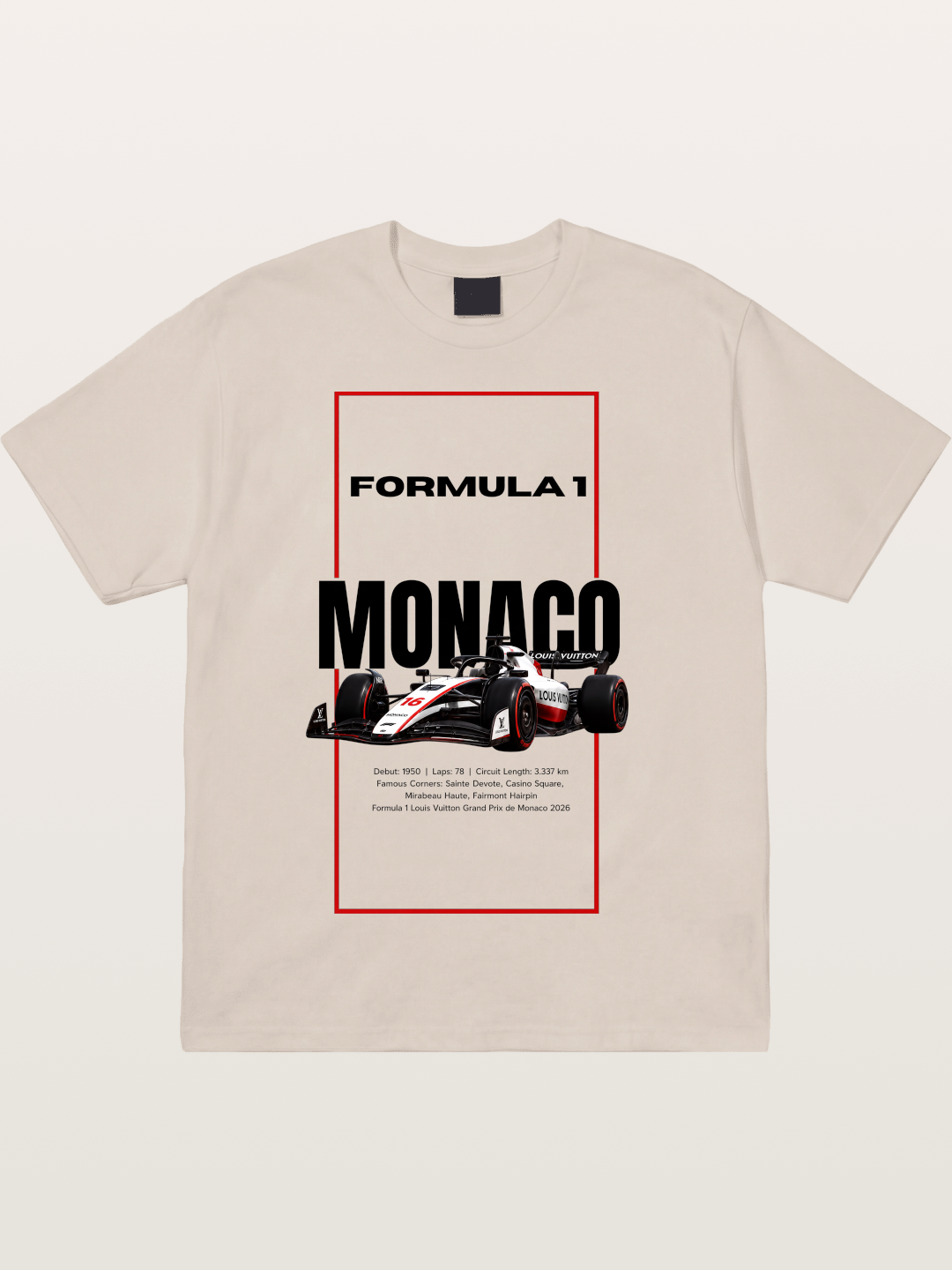 Monaco F1 Minimal Typography Cotton T-shirt