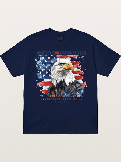 Watercolor Eagle Flag Day Art Gildan T-shirt