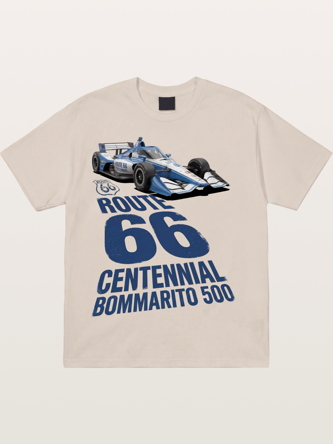 Blue IndyCar Route66 Print Cotton T-shirt