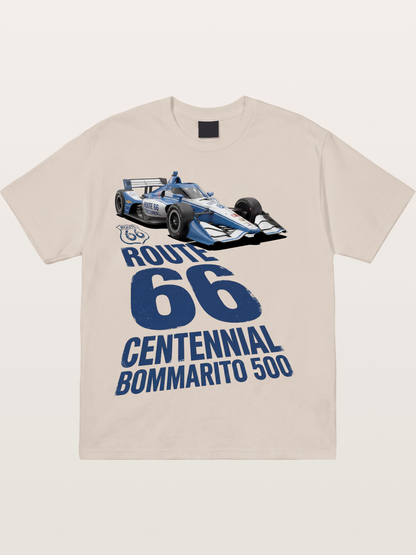 Blue IndyCar Route66 Print Cotton T-shirt