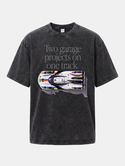 Le Mans Racer Two Garage Quote Washed T-shirt