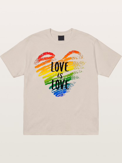 Love Is Love Rainbow Heart Art Cotton T-shirt