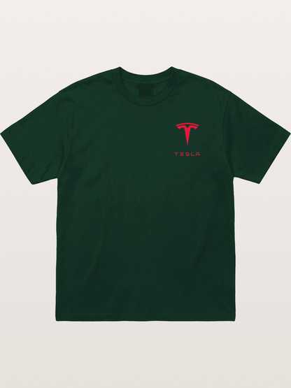 Tesla Red Logo Sticker Gildan T-shirt
