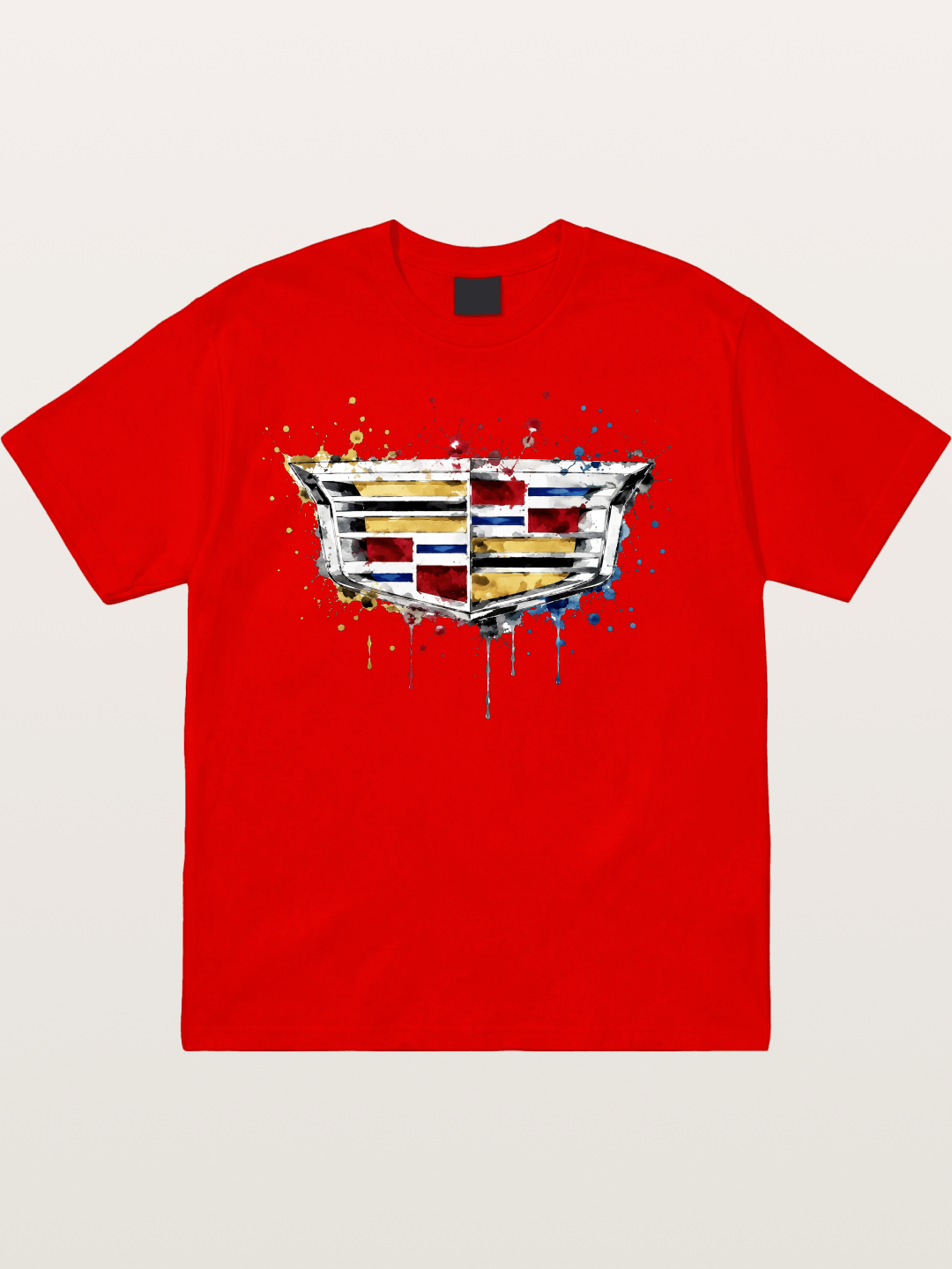 Cadillac Watercolor Logo Print Cotton T-shirt