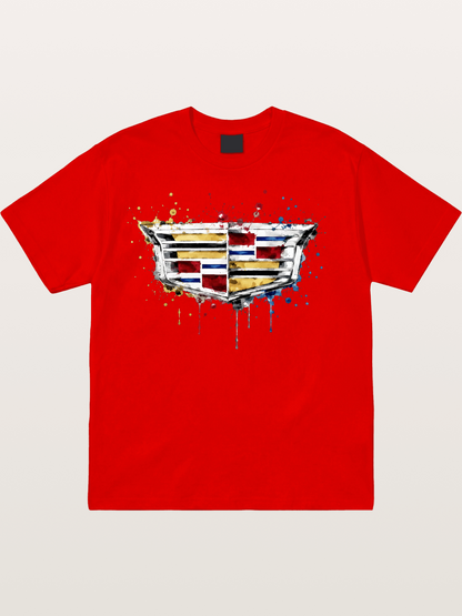 Cadillac Watercolor Logo Print Cotton T-shirt