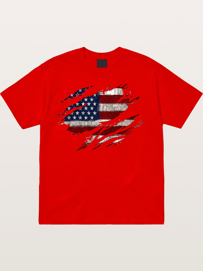 Eagle Claw Retro American Flag Cotton T-shirt
