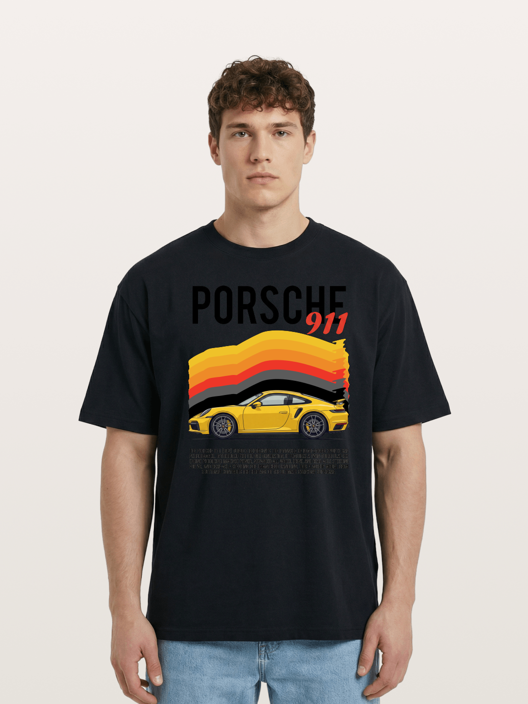 Yellow 911 Supercar Cotton T-shirt