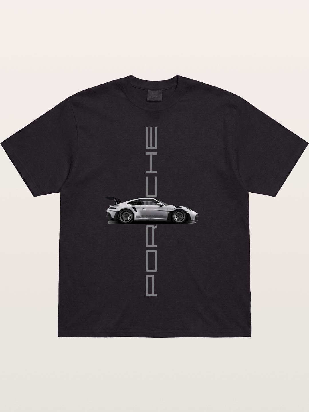 Porsche 911 Vertical Text Design Cotton T-shirt