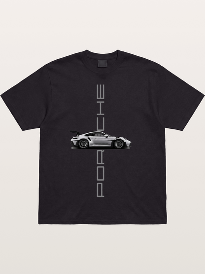 Porsche 911 Vertical Text Design Cotton T-shirt