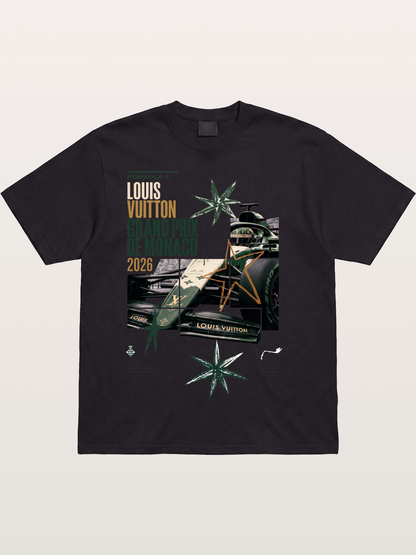 Green LV F1 Race Car Print Cotton T-shirt