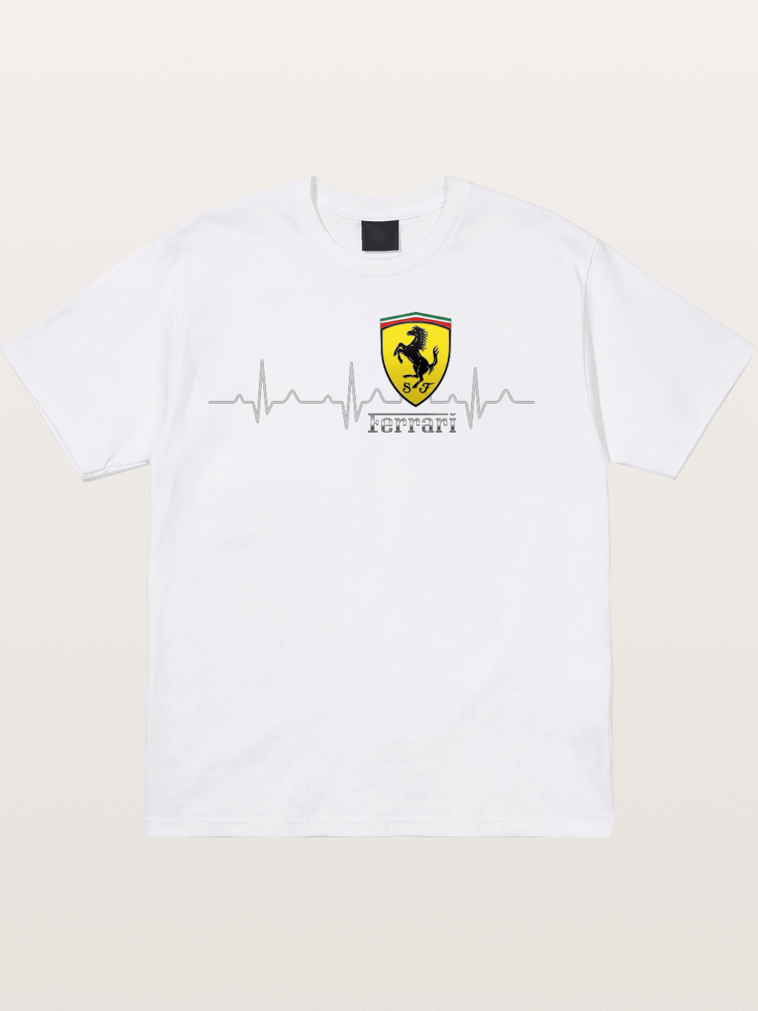 Ferrari Heartbeat ECG Line Design Cotton T-shirt