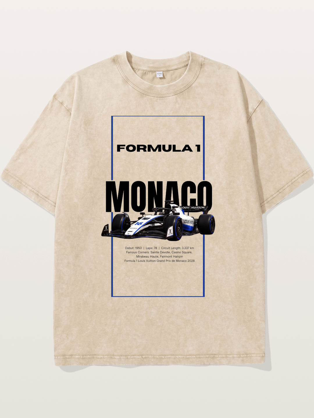 Monaco F1 LV Blue Border Print Washed T-shirt