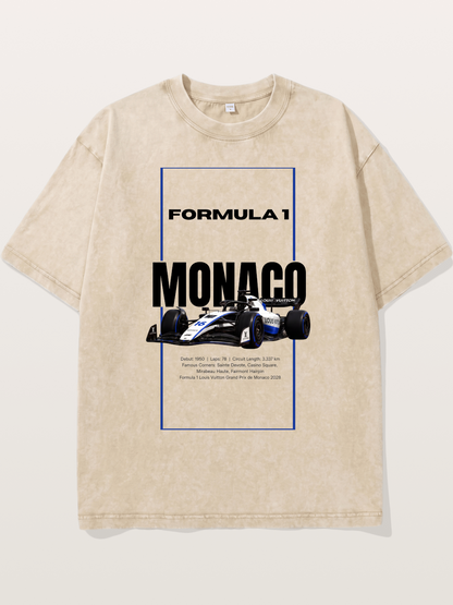 Monaco F1 LV Blue Border Print Washed T-shirt