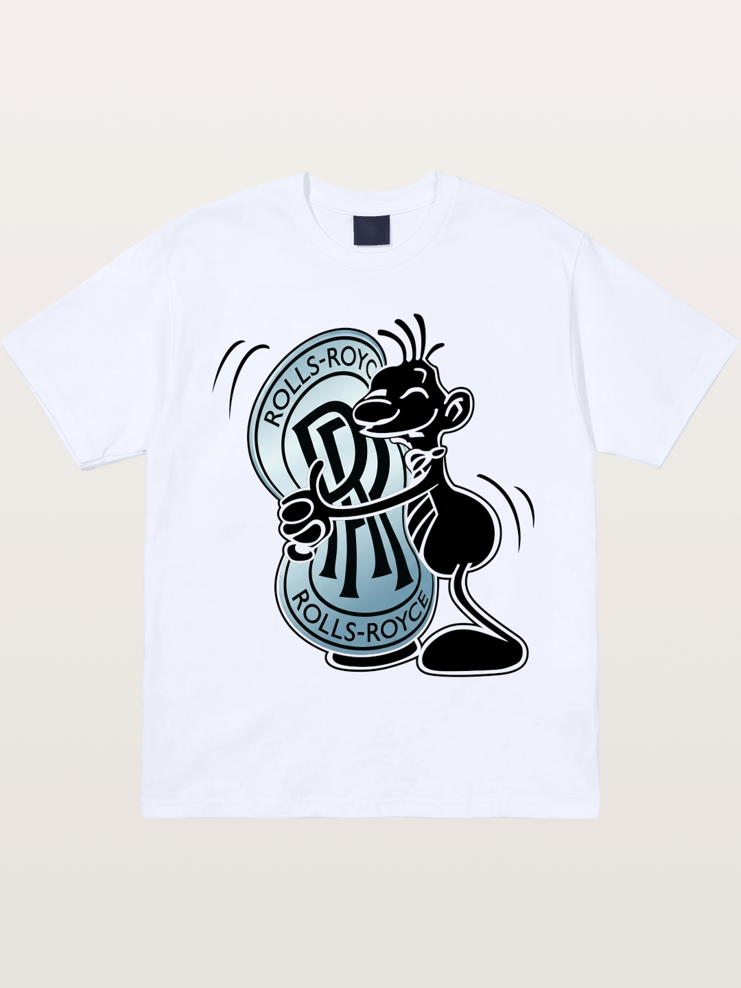 Mascot Hugging Rolls-Royce Logo Gildan T-shirt