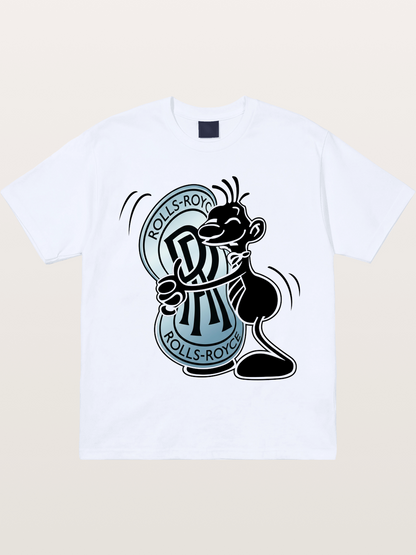 Mascot Hugging Rolls-Royce Logo Gildan T-shirt