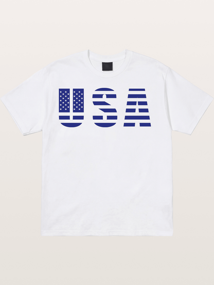 Blue Tone USA American Flag Cotton T-shirt