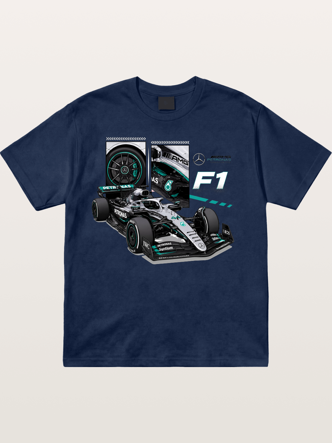 Mercedes Petronas F1 Collage Art Cotton T-shirt