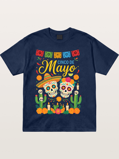 Cinco de Mayo Sugar Skull Fiesta Cotton T-shirt