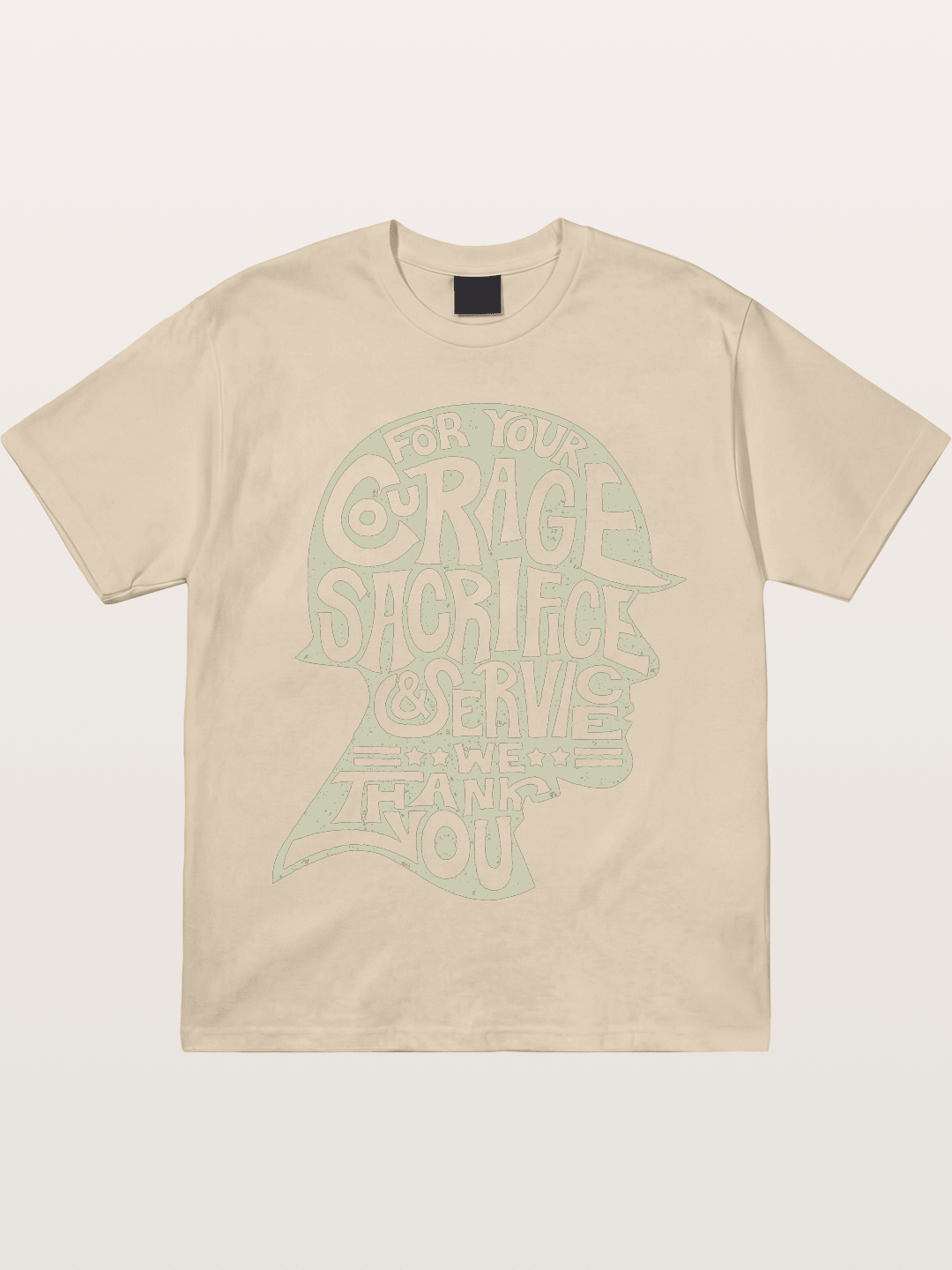 Soldier Helmet Courage Sacrifice Word Art Gildan T-shirt