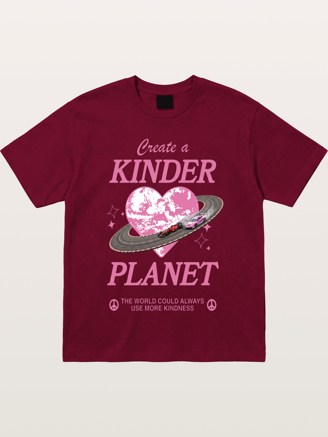 Pink Heart Earth Race Gildan T-shirt
