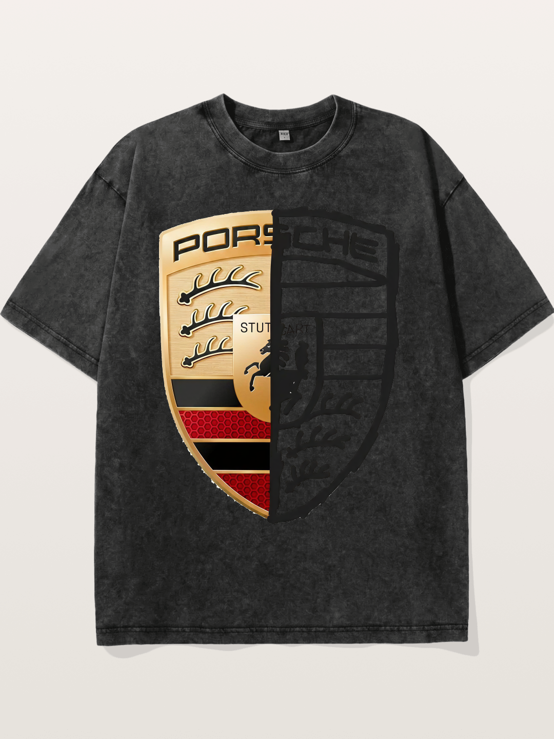Porsche Half Sketch Half Real Washed T-shirt