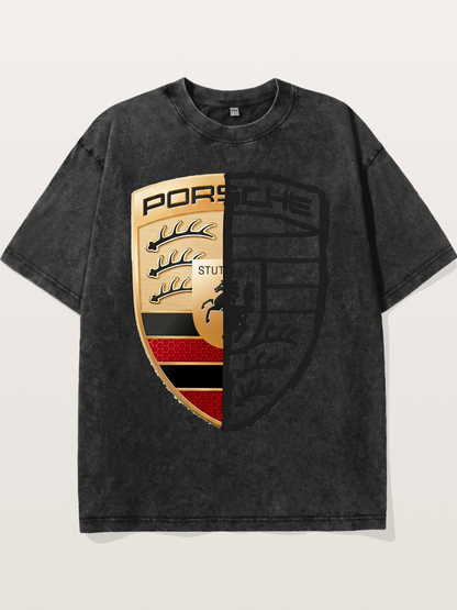 Porsche Half Sketch Half Real Washed T-shirt