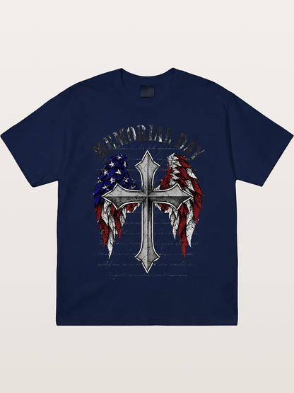 Memorial Day Cross Wings Art Gildan T-shirt
