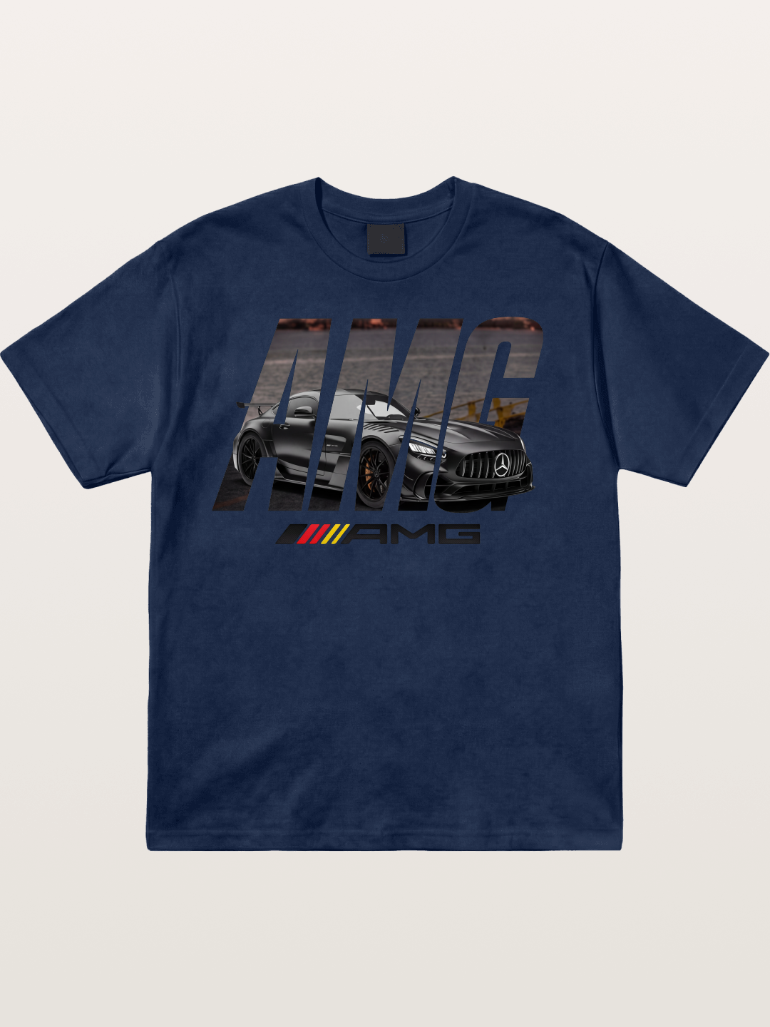 AMG Lettermark Car Print Cotton T-shirt