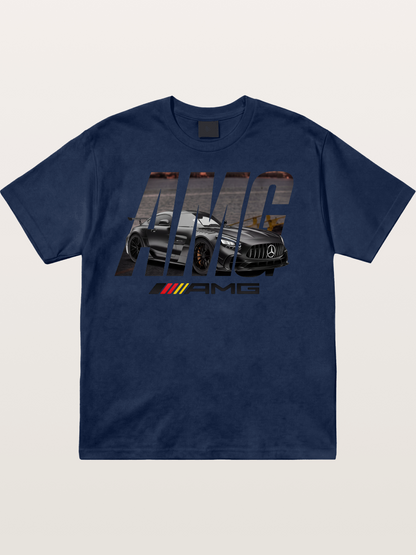 AMG Lettermark Car Print Cotton T-shirt