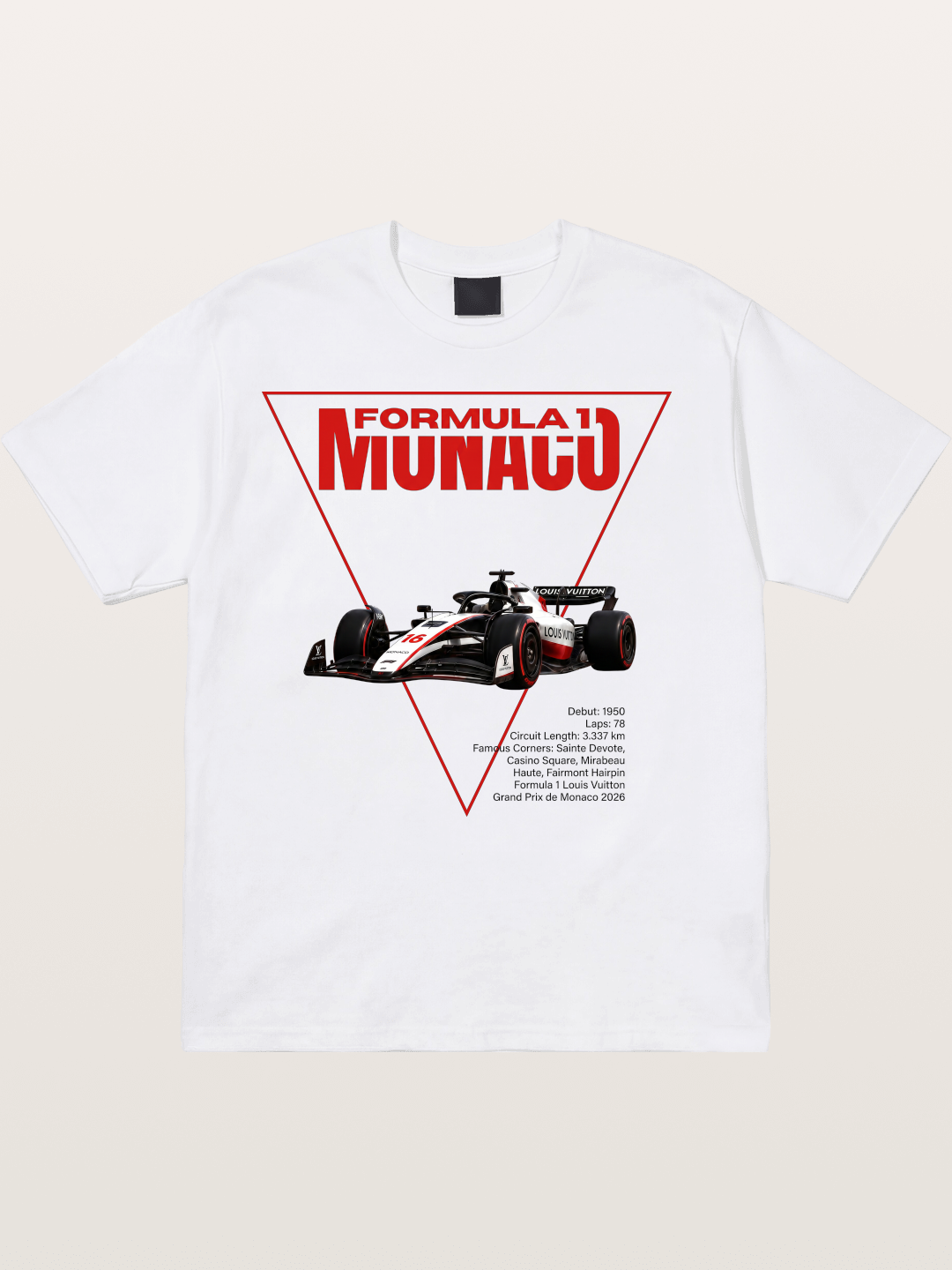 Red Triangle F1 Monaco Artwork Cotton T-shirt