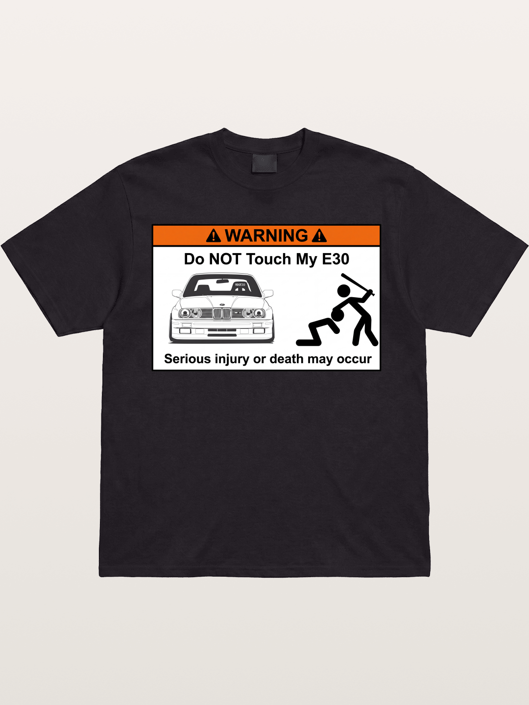 E30 Warning Sticker Print Gildan T-shirt