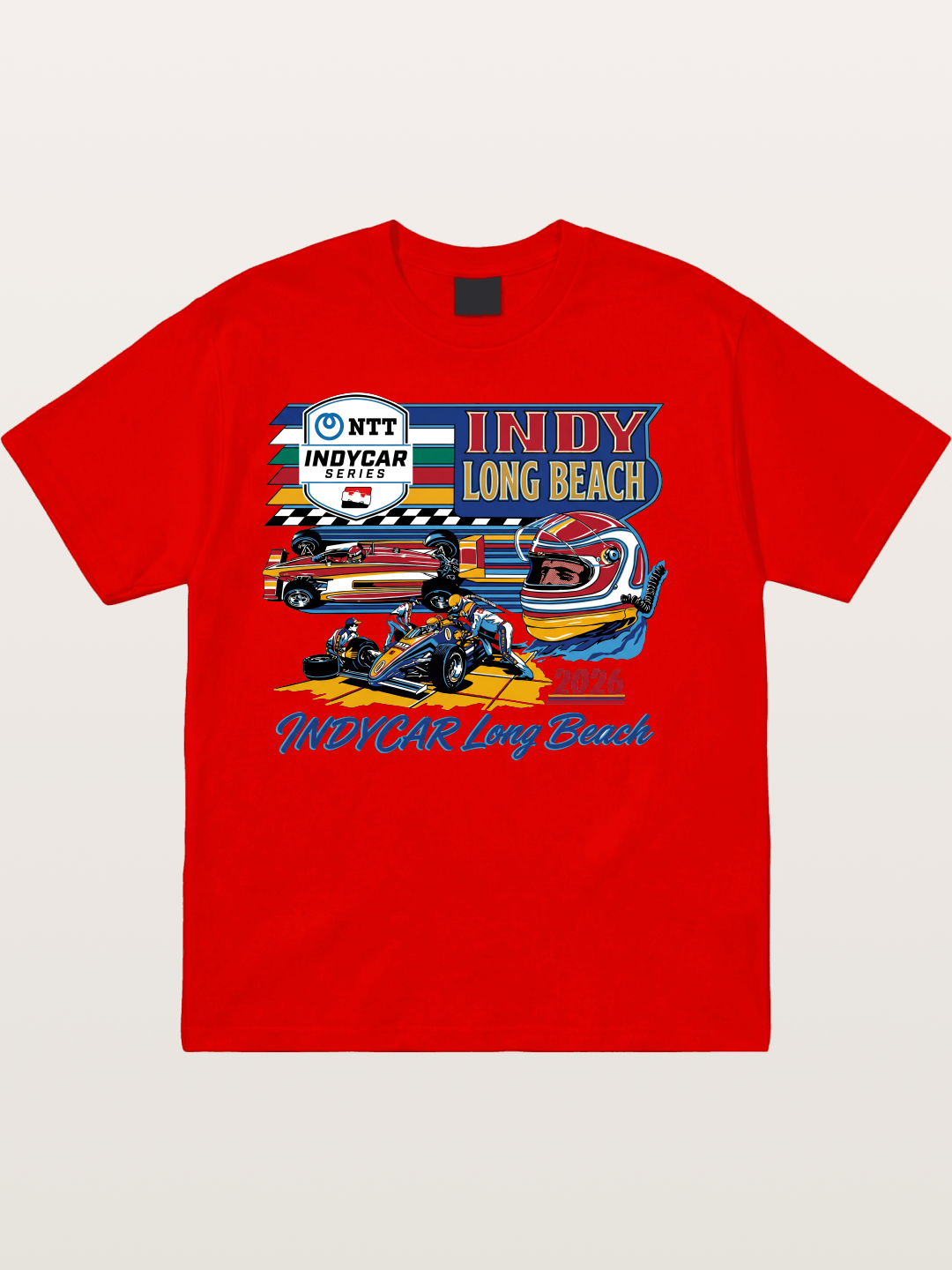 IndyCar Long Beach Vintage Art Cotton T-shirt