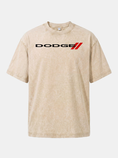 Dodge Red Strip Badge Print Washed T-shirt