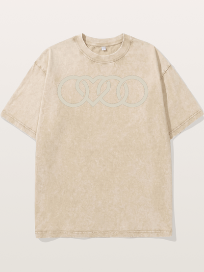 Audi Four Rings Heart Shape Washed T-shirt