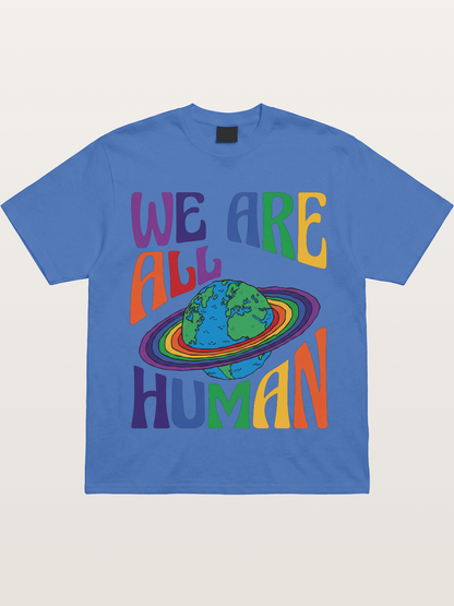 We Are All Human Rainbow Earth Design Gildan T-shirt