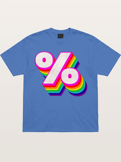 Rainbow Stacked Percent Symbol Pride Gildan T-shirt