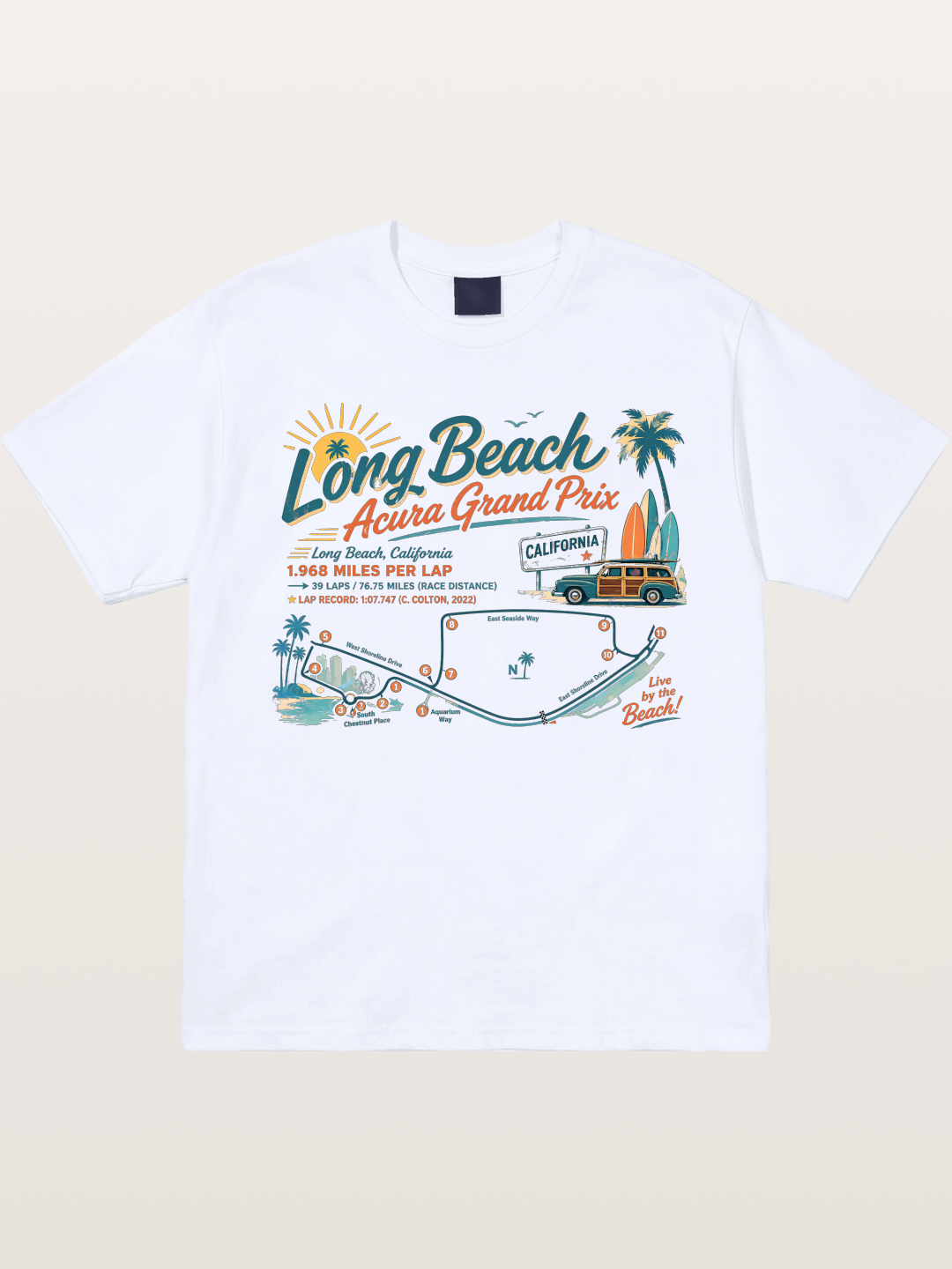 California Long Beach Race Poster Gildan T-shirt